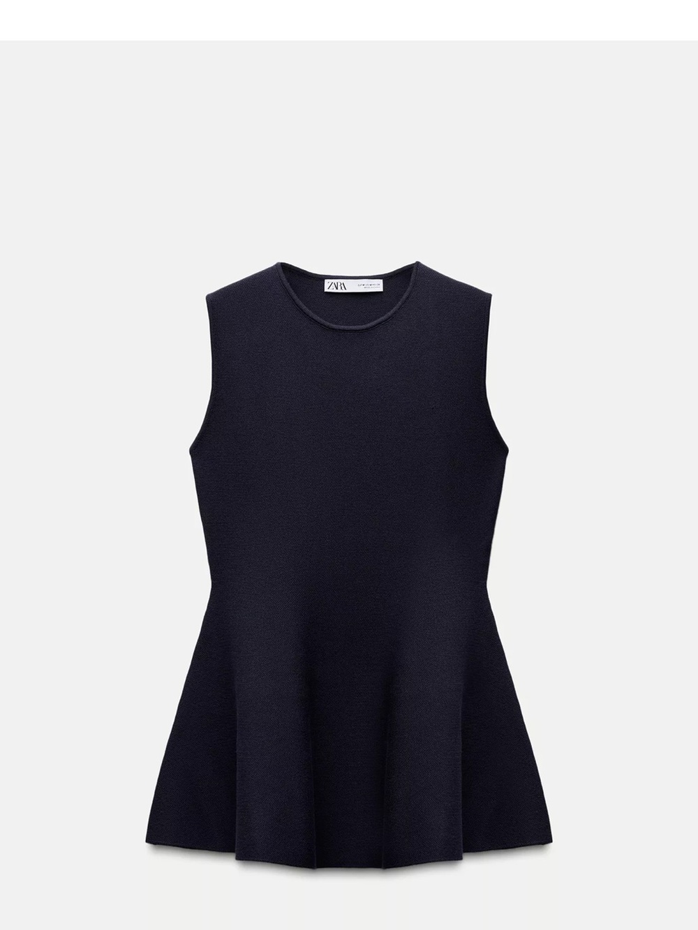 Zara Navy Sleeveless Peplum Knit Top
